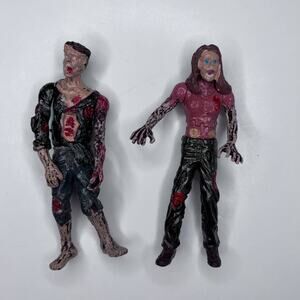 Zombies Lot of 2 Haptime Terror Toys Walking Corpse Dead Action Figure Man Woman
